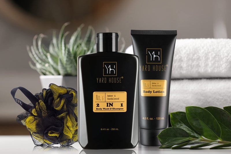 YARD HOUSE Bath and Body Gift Set for Men - Sandalwood Amber - Birthday, Christmas, Fathers Day Gifts From Wife Daughter Son for Husband, Dad - Relax Spa Kit w. Full Size Items in Deluxe Toiletry Bag - Image 4