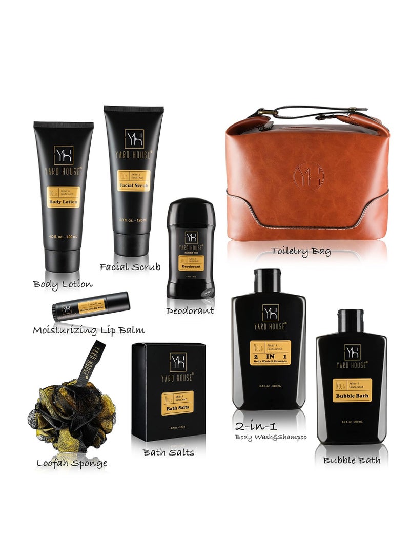 Yard House Bath and Body Gift Set for Men - Sandalwood Amber - Birthday, Christmas, Fathers Day Gifts From Wife Daughter Son for Husband, Dad - Relax Spa Kit w. Full Size Items in Deluxe Toiletry Bag - Image 2