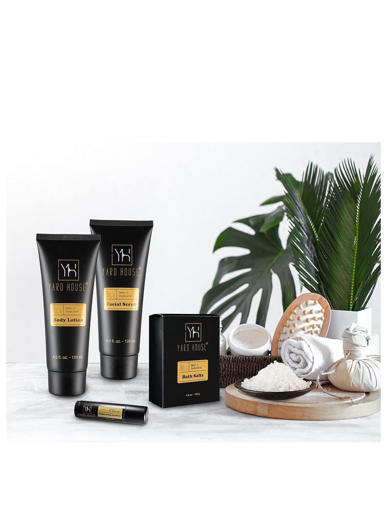 Yard House Bath and Body Gift Set for Men - Sandalwood Amber - Birthday, Christmas, Fathers Day Gifts From Wife Daughter Son for Husband, Dad - Relax Spa Kit w. Full Size Items in Deluxe Toiletry Bag - Image 3