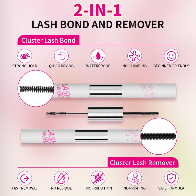 MLEN DIARY Lash Bond and Remover, 2 in 1 Cluster Lash Glue and Lash Glue Remover 24 Hours Long Lasting Super Strong Hold Waterproof Non-Irritating Lash Extensions Adhesive, Fast Removal No Residue - Image 3
