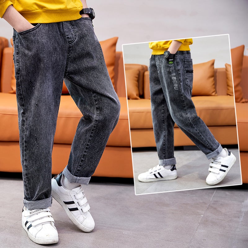 82213-Early Yang Children 2024 Spring New Medium And Large Children'S Personality Fashion Handsome Simple Joker Jeans Boys - Image 5