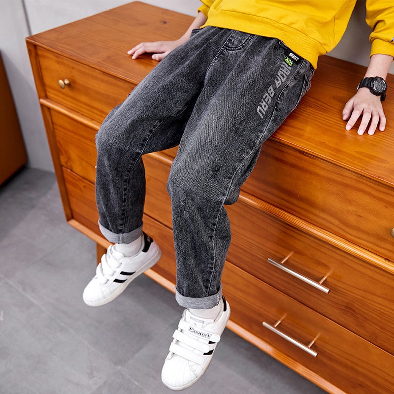 82213-Early Yang Children 2024 Spring New Medium And Large Children'S Personality Fashion Handsome Simple Joker Jeans Boys - Image 4