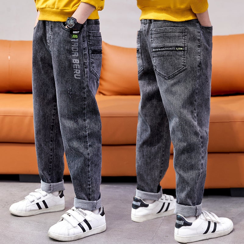 82213-Early Yang Children 2024 Spring New Medium And Large Children'S Personality Fashion Handsome Simple Joker Jeans Boys - Image 2