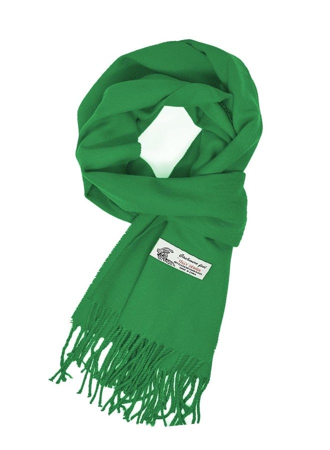 Glory Max Unisex Plain Solid Color Winter Scarf Cashmere Feel Soft Classic 72"x12" (Green) - Image 1