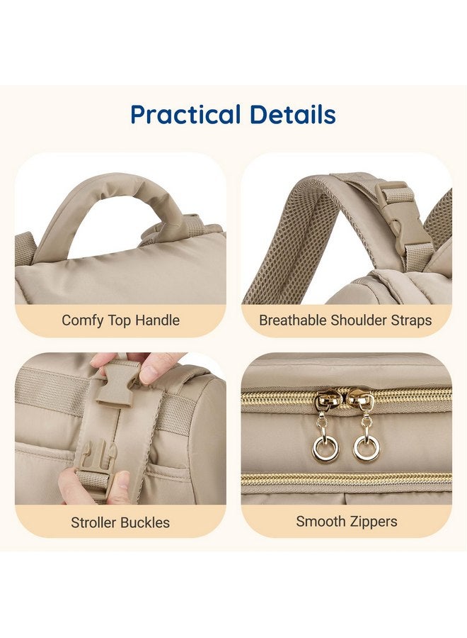 MOMMORE mommore Diaper Bag, Small Baby Diaper Bag, Puffer Quilted Diaper Backpack with Changing Pad, Insulated Pockets, Stroller Strap, Woven Baby Bag for Travel Work - Image 3