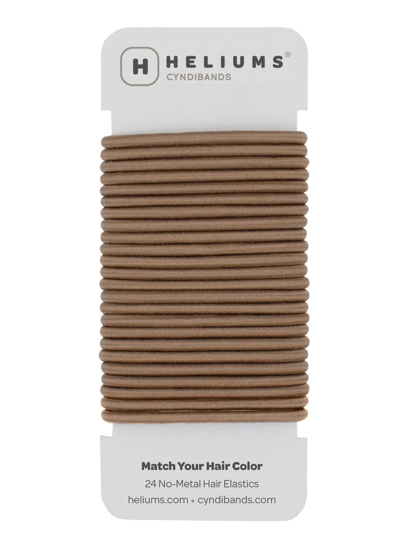 Cyndibands Elastic Hair Ties  Light Brown  No Damage 4mm Ponytail Holders for Women  Kids 24Pack Hair Elastics in Neutral Colors