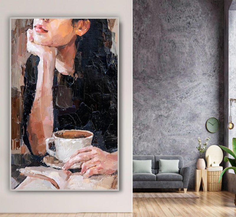 ماركتنا لوحة قماشية بتصميم فتاة مع برواز مجوف مقاس (120x80) قطعة واحدة - Image 2