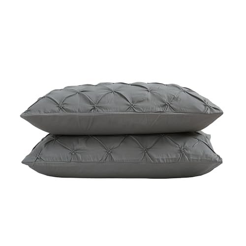 Vaulia Lightweight Soft Microfiber Pillow Shams, Well Crafted Pinch Pleat, Standard Size (20x26) Grey Color 2 Pack - Image 3