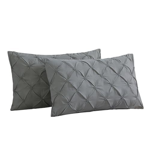 Vaulia Lightweight Soft Microfiber Pillow Shams, Well Crafted Pinch Pleat, Standard Size (20x26) Grey Color 2 Pack - Image 2