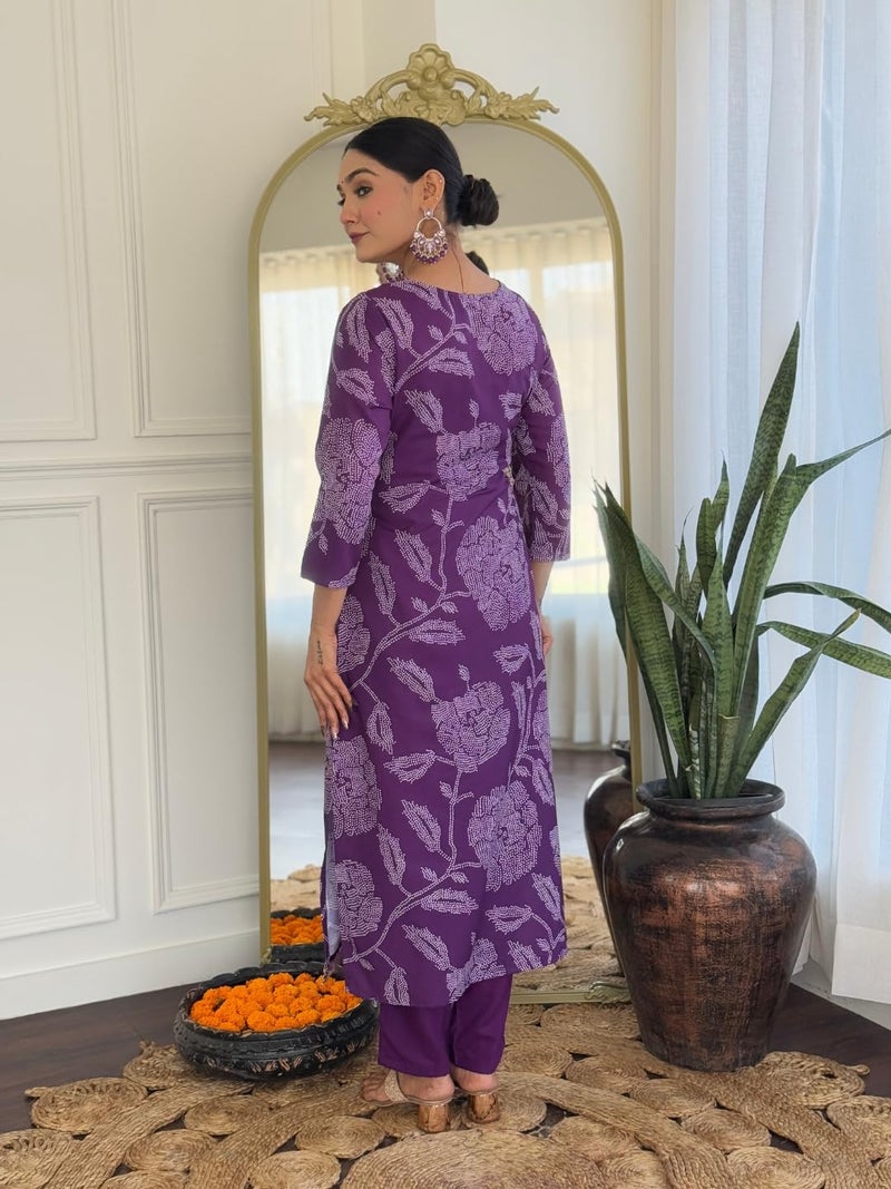 Naixa Women's Purple Rayon Embroidered Straight Kurta with Rayon Pant And Organza Laced Dupatta Sets (NX-713-Purple-M) - Image 4