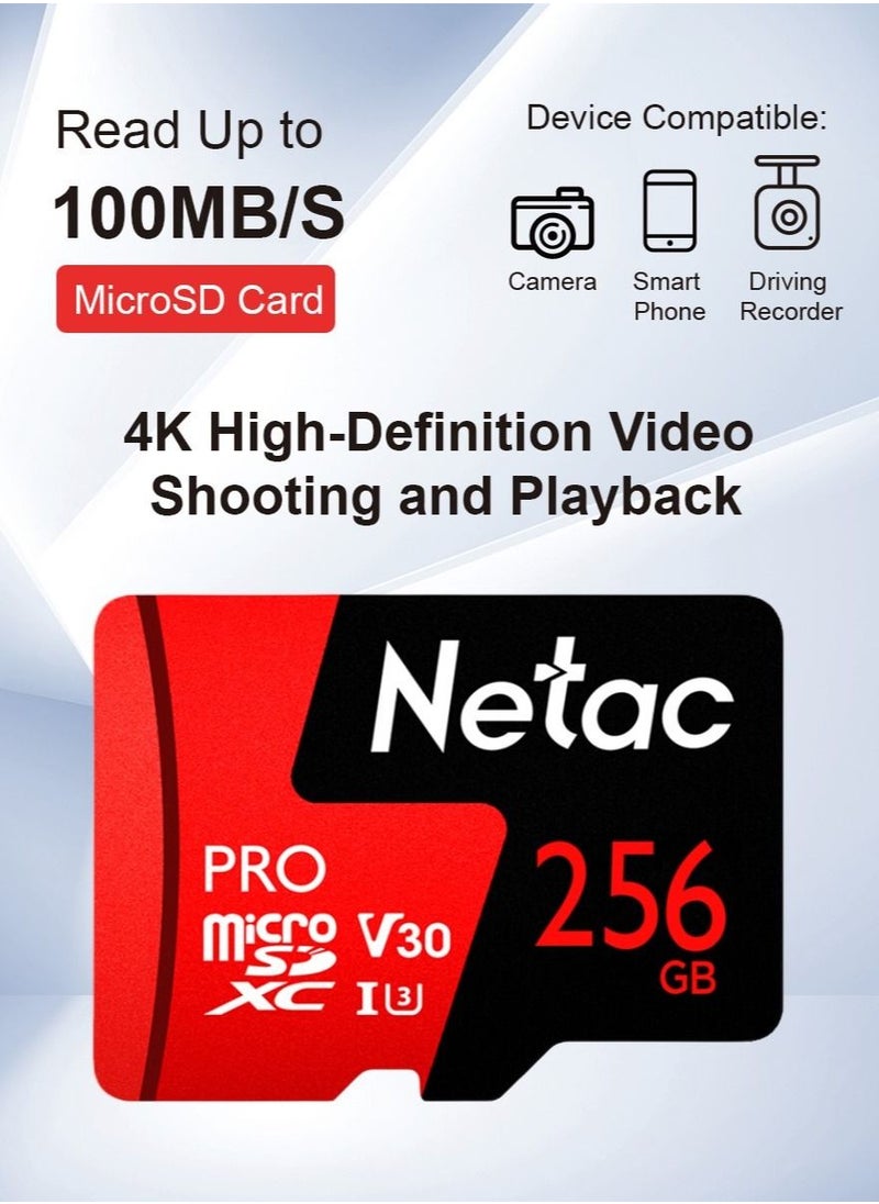 نيتاك - كارت ميموري 256 جيجابايت Micro SD SDXC UHS-I بطاقة ذاكرة فلاشية لتسجيل فيديو عالي الدقة بتقنية Full HD بتصنيف U3 Class10 V30 A1. - Image 1