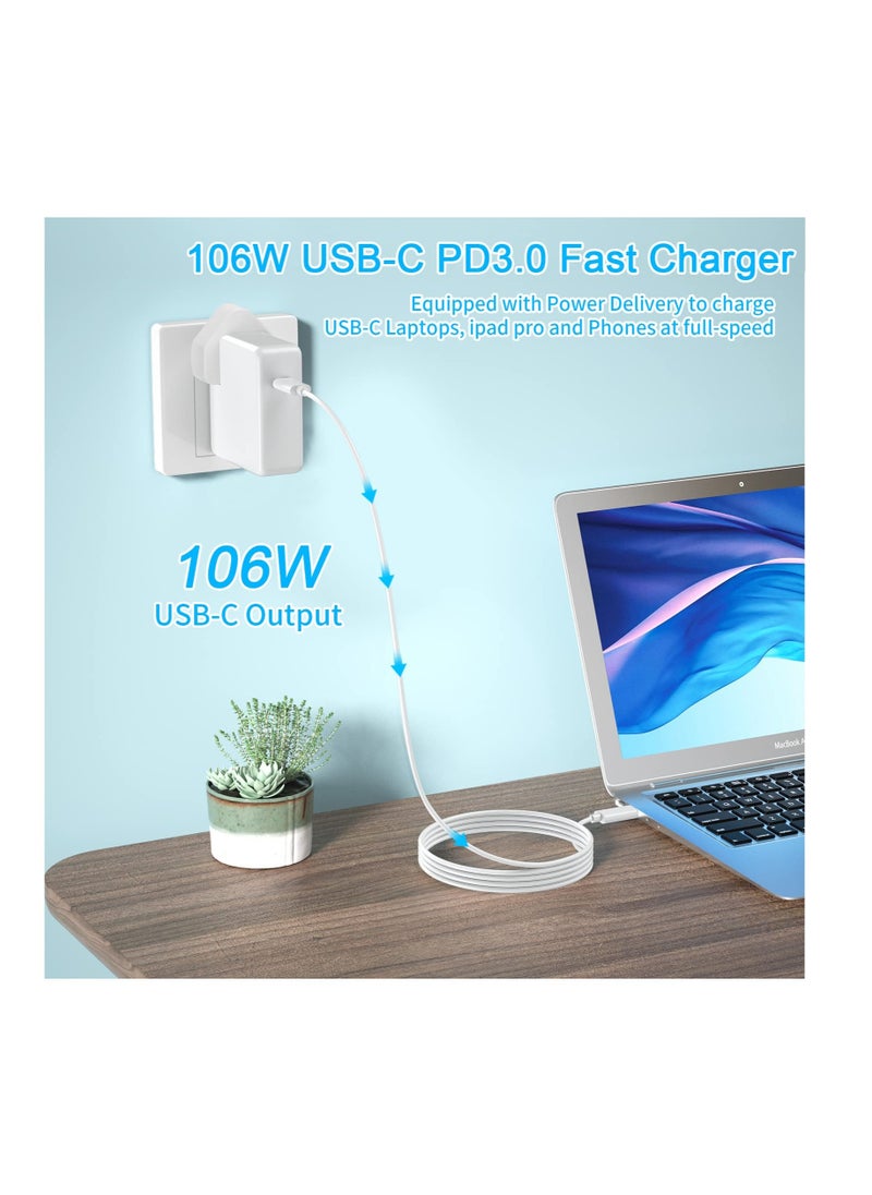 Anmi MacBook Pro Charger-106W Super Fast Charger,Compatible With MacBook Pro 16, 15, 14, 13 Inch, MacBook Air 13 Inch, Ipad Pro 2021/2020/2019/2018, Included 7.2ft USB C to C Cable  - Image 4
