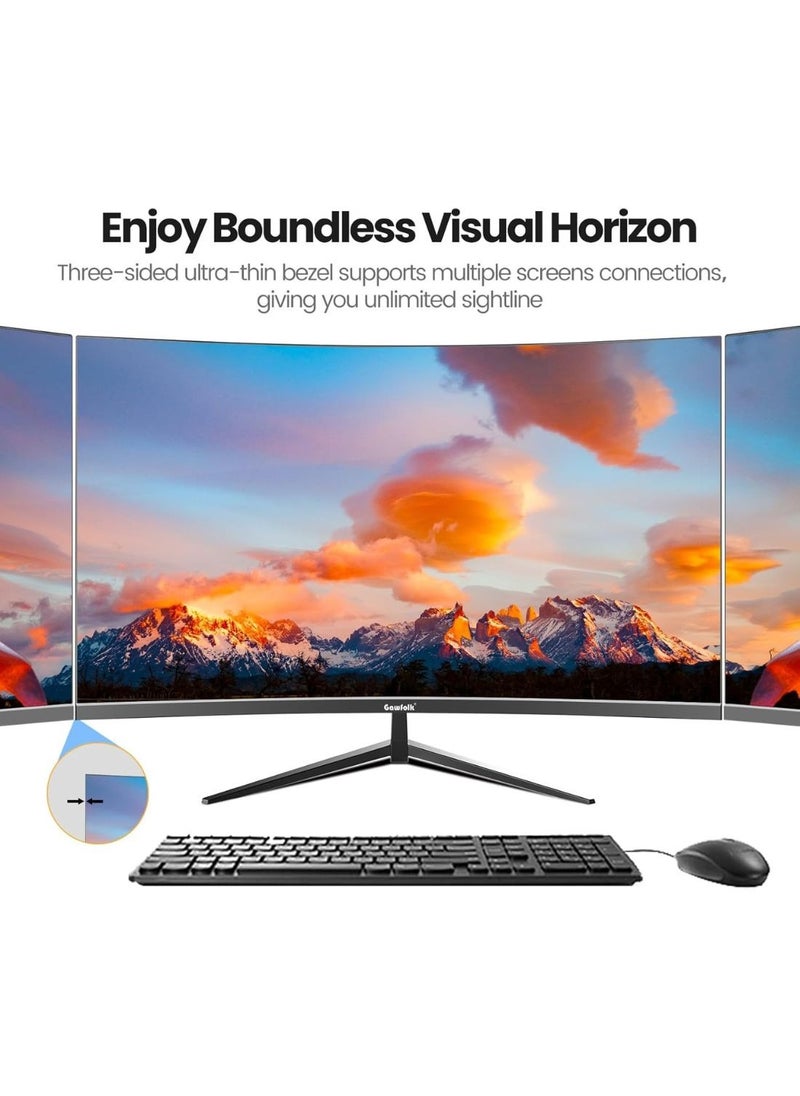 HILUKE 32-inch PC Screen,165Hz Curved Gaming Monitor,1ms，2K QHD(2560×1440P),Adjustable Tilt,1ms Response Time,1800R VA Screen,Wall Mountable - Black  - Image 3