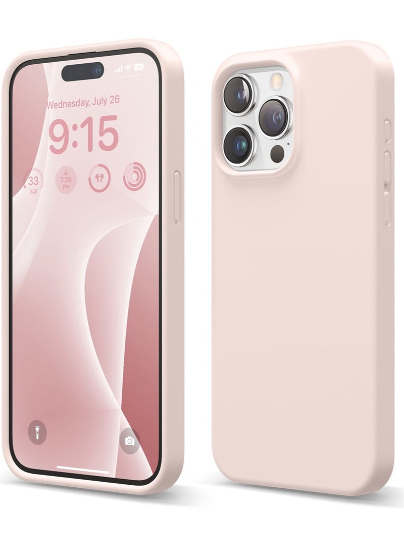 Elago Liquid Silicone for iPhone 15 Pro MAX Case Cover Full Body Protection, Shockproof, Slim, Anti-Scratch Soft Microfiber Lining - Lovely Pink - Image 1