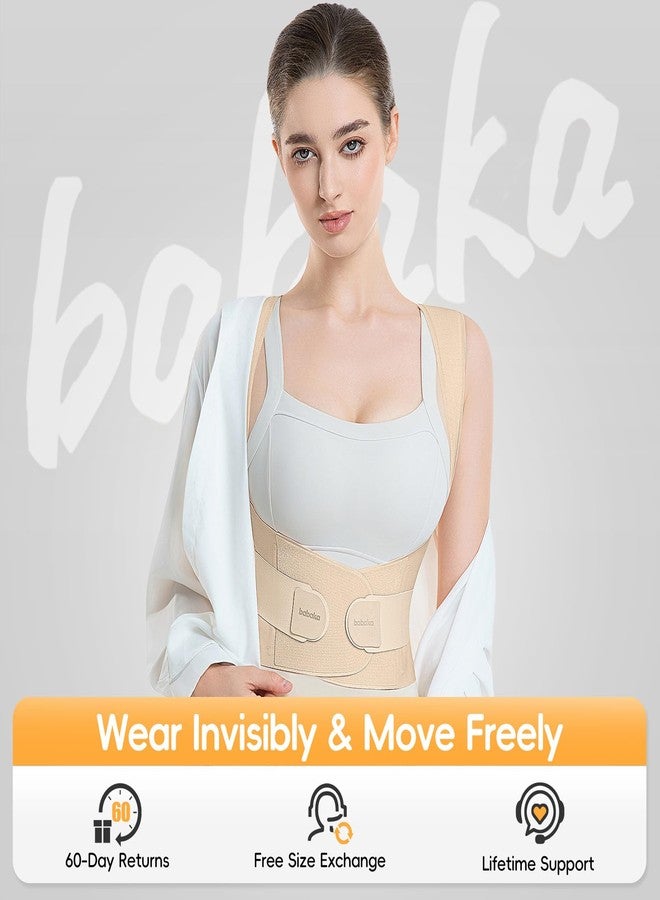 babaka Posture Corrector for Women, Invisible Lightweight Adjustable Back Brace for Upper and Lower Back Pain Relief, Hunchback, Hump, Scoliosis, Thoracic, Spine Corrector Under Clothes (Beige, Medium, Waist: 29''-35'') - Image 3
