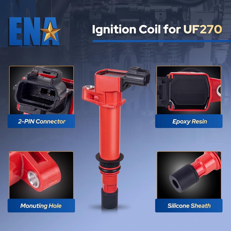 ENA 6 Red Ignition Coil Pack for 3.7 V6 Compatible with Dodge Jeep Mitsubishi - Image 2