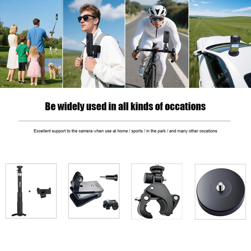 Husiway Accessories Kit for Insta360 X5 / X4 Camera Mount Bundle with Magnetic Mount Carrying Case, Selfie Stick, Tripod, Chest Strap,Bike Clamp,Screen Protector Non-Slip Mounts for Insta 360 X5 / X4 60I - Image 2