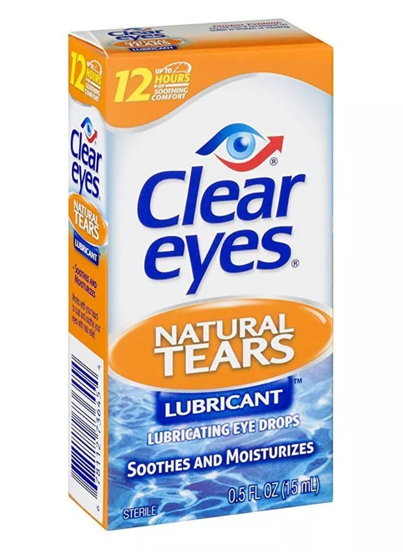 Clear Eyes Natural Tears Eye Drops 15Ml  - Image 1