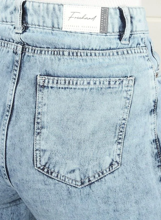 Freehand Blue Freehand Women High Rise Straight Leg Jeans for Women | Best Price UAE