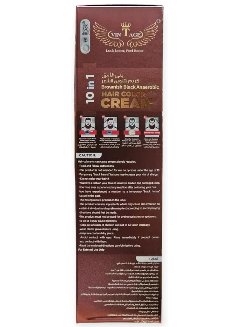 vintage Original 10 in 1 Hair Coloring Cream Dark Brown V45 - Image 3