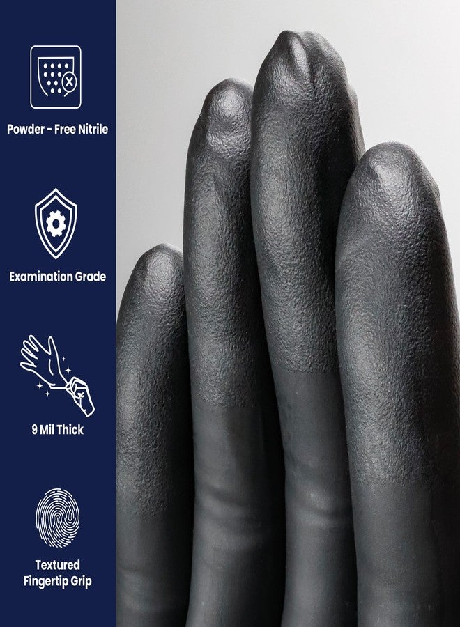 Adenna Dark Light 9 mil Nitrile Powder Free Exam Gloves (Black), Large - Box of 100 (DLG676) - Image 2