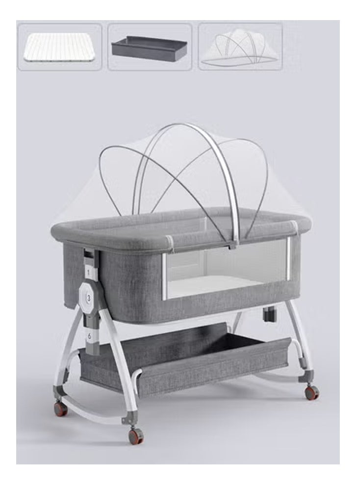 إن كي أكس سرير أطفال محمول وقابل للطي مع ارتفاع قابل للتعديل - سرير مهد أطفال من الفولاذ عالي الكربون مع ناموسية وتصميم مضاد للانسكاب - Image 1