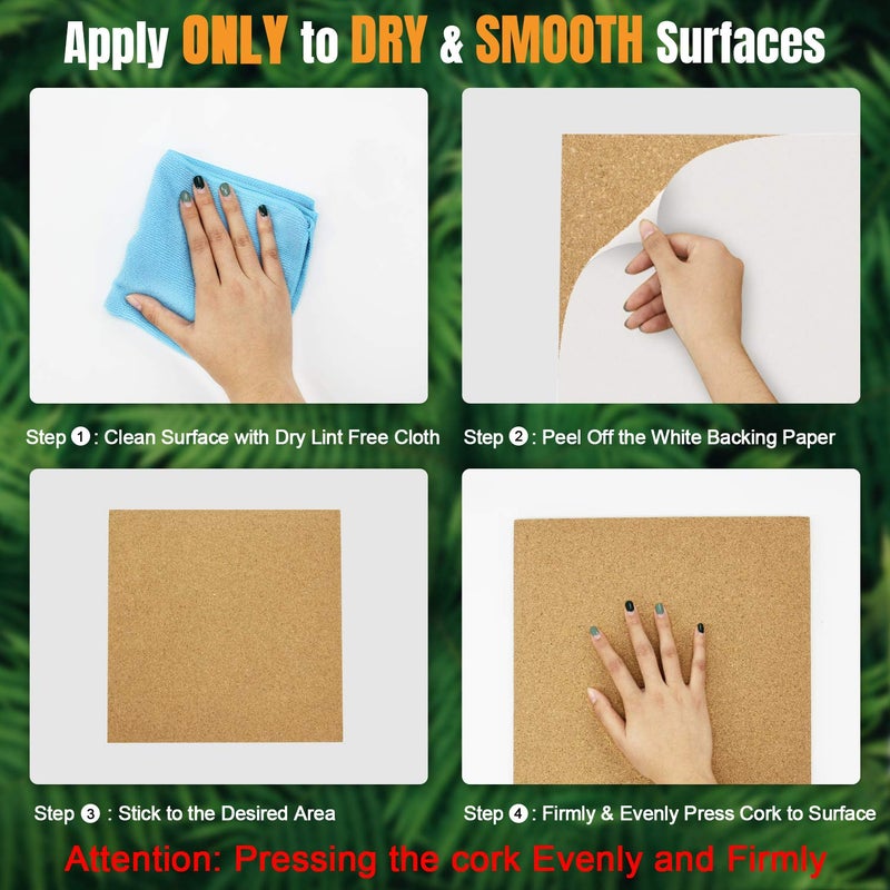 CRCHOM Cork Board Tiles 12"x12" - 1/2" Thick 4 Pack Cork Board Square Bulletin Boards Self Adhesive Corkboards for Walls Pin Boards Corkboards for Office Home School Decor - Image 5