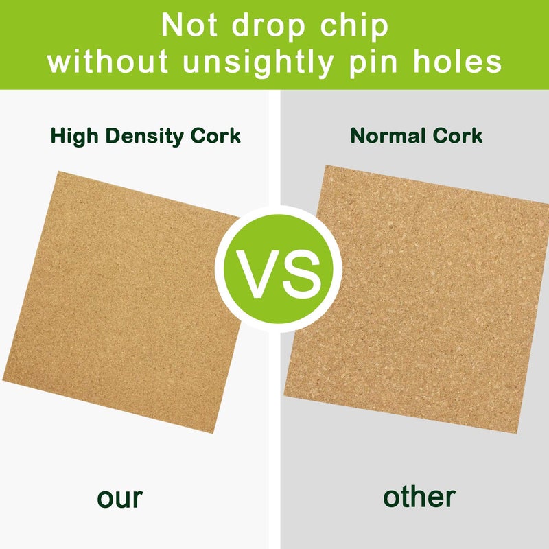 CRCHOM Cork Board Tiles 12"x12" - 1/2" Thick 4 Pack Cork Board Square Bulletin Boards Self Adhesive Corkboards for Walls Pin Boards Corkboards for Office Home School Decor - Image 4