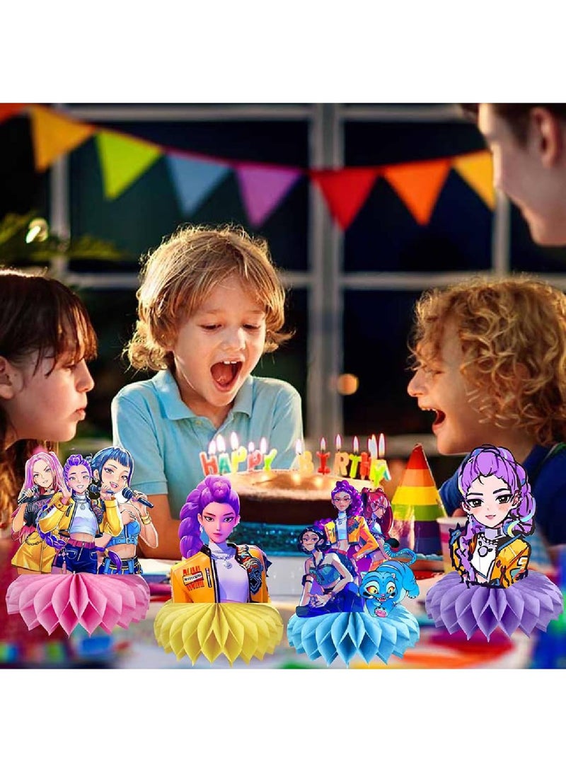 saykfoe 8Pcs Honeycomb Centerpieces for Demon Hunters Birthday Decorations, Kpop Party Supplies Table Centerpieces, Baby Shower Cake Topper Photo Booth Props Party Gifts - Image 5