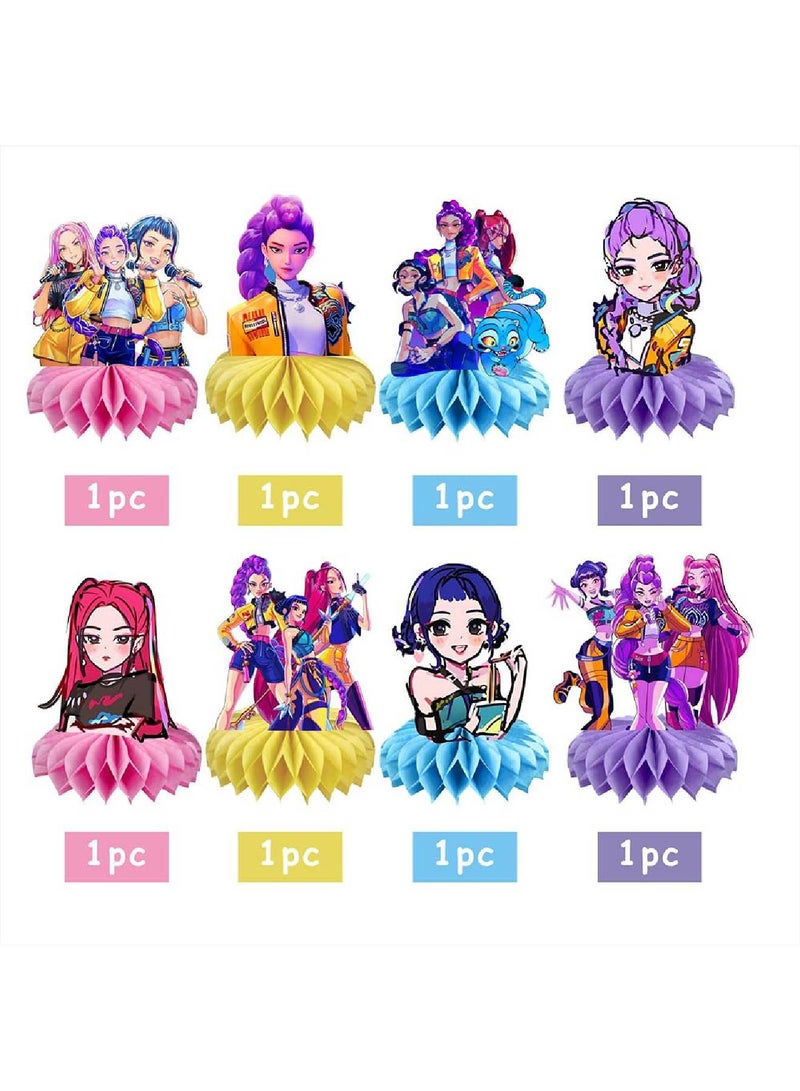 saykfoe 8Pcs Honeycomb Centerpieces for Demon Hunters Birthday Decorations, Kpop Party Supplies Table Centerpieces, Baby Shower Cake Topper Photo Booth Props Party Gifts - Image 2