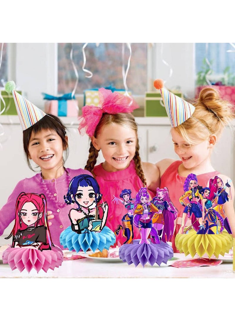 saykfoe 8Pcs Honeycomb Centerpieces for Demon Hunters Birthday Decorations, Kpop Party Supplies Table Centerpieces, Baby Shower Cake Topper Photo Booth Props Party Gifts - Image 4