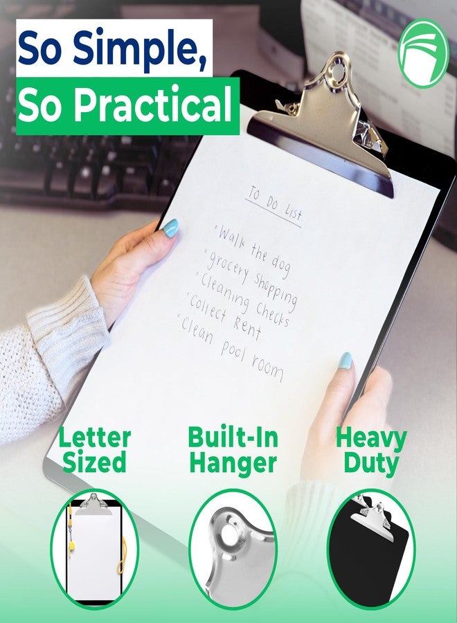 Office Solutions Direct Black Plastic Clipboards (Set of 6) Multipack - 12.5x9 Inch Black Clipboard with 100 Sheets Holding Capacity Butterfly Clip | Colored Acrylic Clip Boards in Bulk | Office, Classroom, School Supplies - Image 5