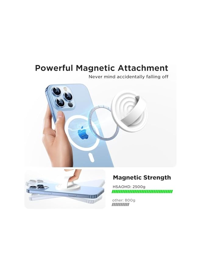 Green Tiger Upgraded Magnetic Phone Grip – Compatible with Mag-Safe, Silicone Removable Loop Grip, Finger Ring Holder for iPhone Pro Max/Plus/16/15/14/13/12, Back of Phone Grip (White) - Image 2