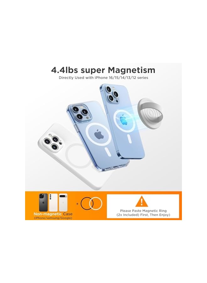 Green Tiger Upgraded Magnetic Phone Grip – Compatible with Mag-Safe, Silicone Removable Loop Grip, Finger Ring Holder for iPhone Pro Max/Plus/16/15/14/13/12, Back of Phone Grip (White) - Image 3