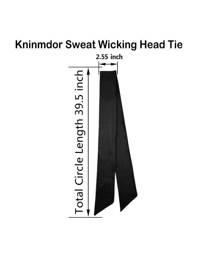 Kninmdor Black Head Tie, Tennis Headband Tie Back, Sweat Wicking Quickly Dry Hair Band for Men Women Kids Girls Boys, Sweatband Head Wraps for Tennis, Basketball, Running, Ninja, Karate, Workout - Image 2