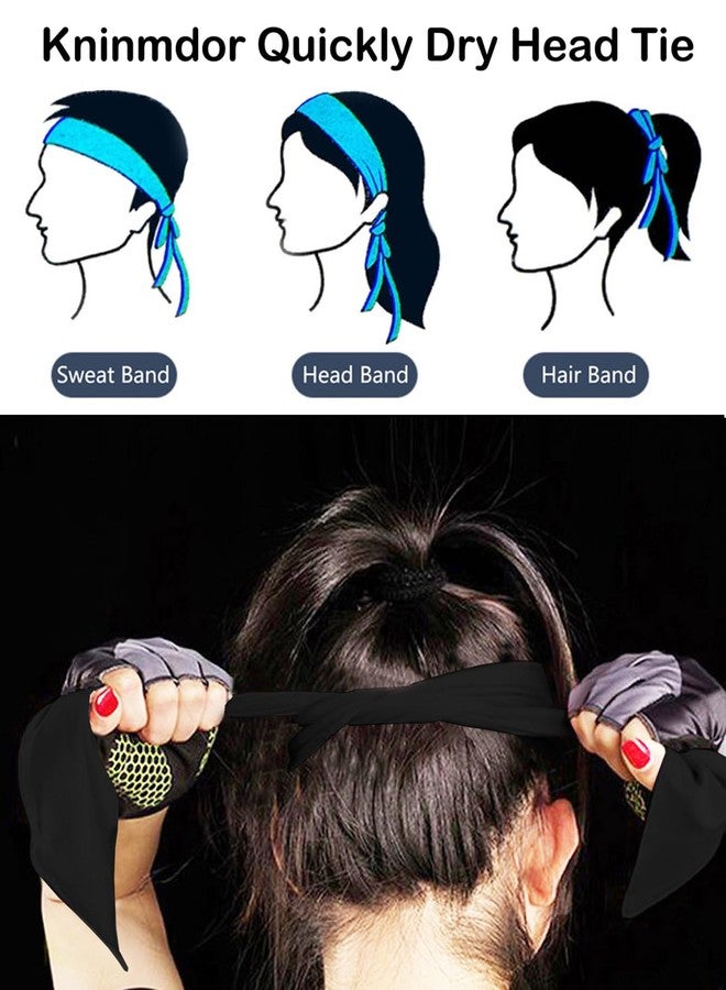 Kninmdor Black Head Tie, Tennis Headband Tie Back, Sweat Wicking Quickly Dry Hair Band for Men Women Kids Girls Boys, Sweatband Head Wraps for Tennis, Basketball, Running, Ninja, Karate, Workout - Image 3