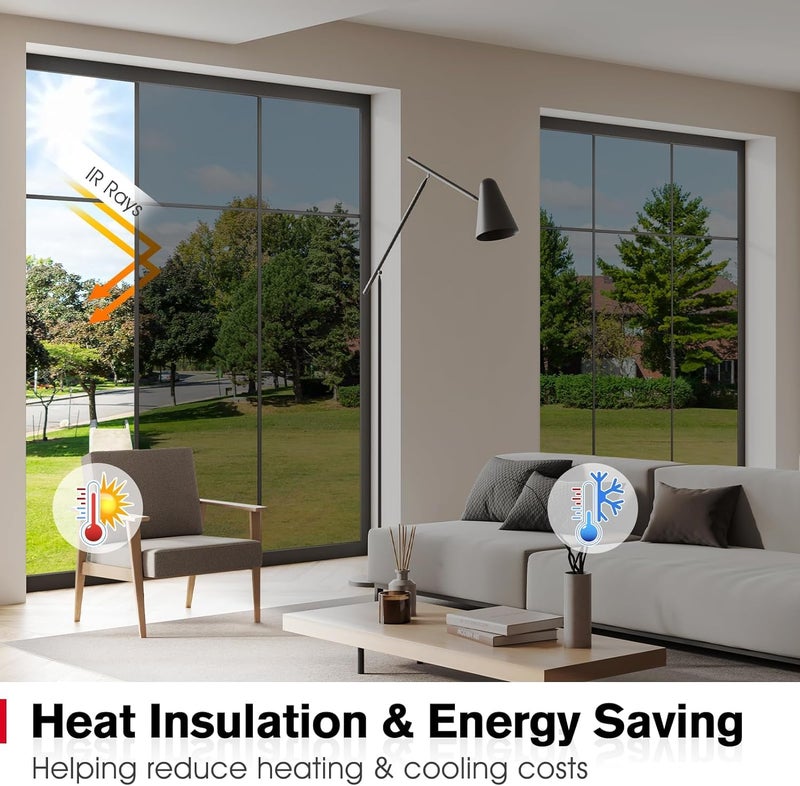 CREON Peel and Stick Window Tint Film Light Black Car Home Privacy Heat Insulation Anti-Uv Office Home Glass Film 50" X 150'' CM, 35% Window Black Film - Image 3