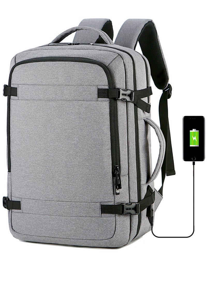 TokFaa Travel Backpack 35L Flight Approved Carry On Backpack for Men Women Large Luggage Backpack 17 Inch Waterproof Laptop Backpack Business School Weekender Overnight Daypack,Grey - Image 1