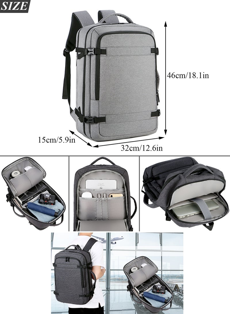 TokFaa Travel Backpack 35L Flight Approved Carry On Backpack for Men Women Large Luggage Backpack 17 Inch Waterproof Laptop Backpack Business School Weekender Overnight Daypack,Grey - Image 2