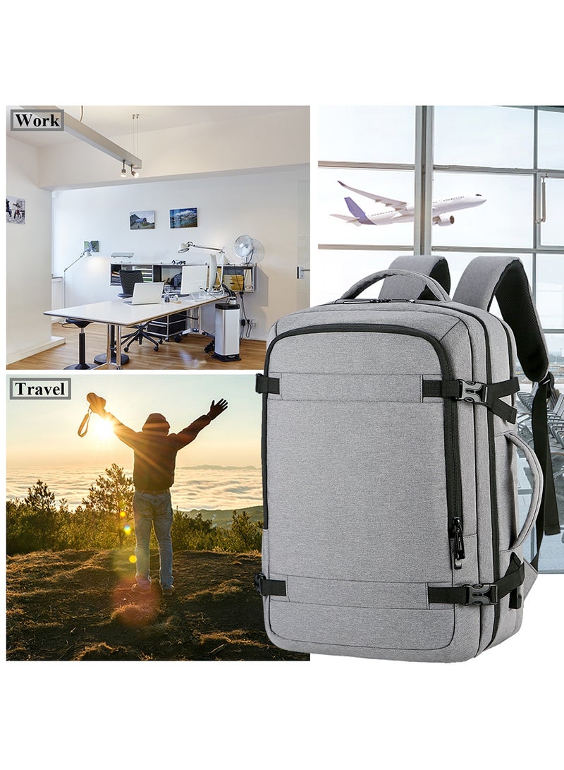 TokFaa Travel Backpack 35L Flight Approved Carry On Backpack for Men Women Large Luggage Backpack 17 Inch Waterproof Laptop Backpack Business School Weekender Overnight Daypack,Grey - Image 5
