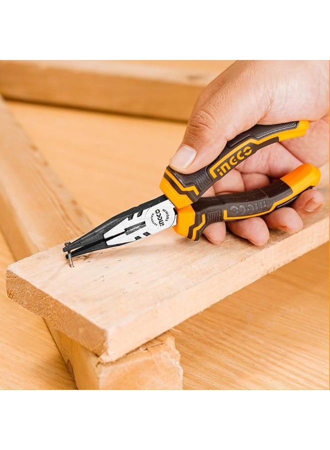 إنجكو كماشة ذات أنف طويل 6 بوصات (160 مم)، رأس رفيع للمناطق الضيقة والأعمال الدقيقة، لقطع ومسك المكونات الصغيرة مثل الأسلاك والبراغي، مقبض مريح غير قابل للانزلاق، مصنوعة من مواد متينة لضمان متانة طويلة الأمد حتى مع الاستخدام اليومي الكثيف، للكهربائيين والميكانيكيين وهواة الأعمال اليدوية. - Image 3