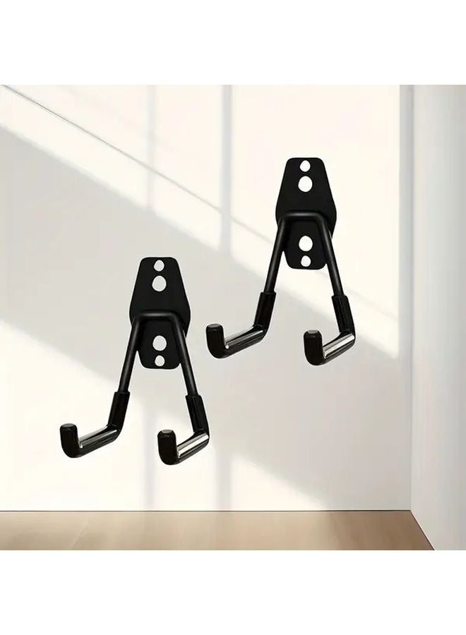 2pcs Black Small Square Garage Storage Hooks For Bicycles Ladders Garden Tools - Image 2