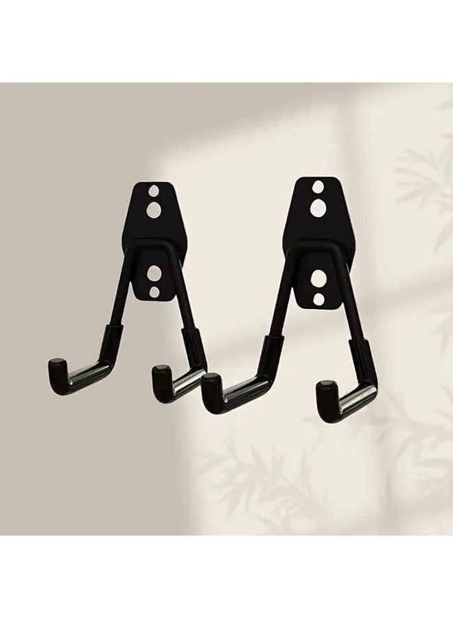 2pcs Black Small Square Garage Storage Hooks For Bicycles Ladders Garden Tools - Image 1