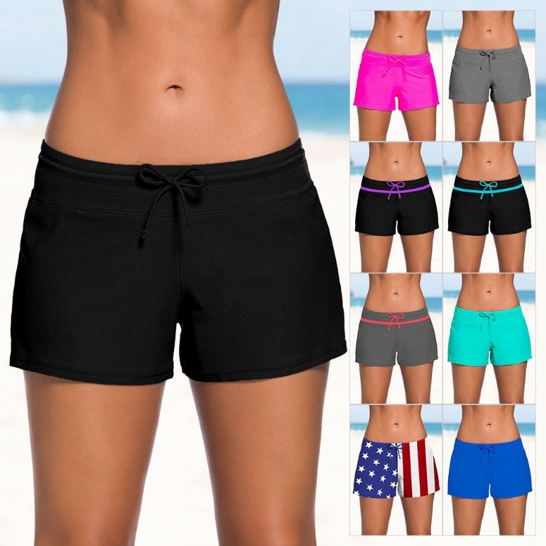 2021 New Summer Swimming Trunks Men'S And Women'S Low Waist Lace-Up Plus Size Boxers New Yoga Fitness Swimming Trunks - Image 4