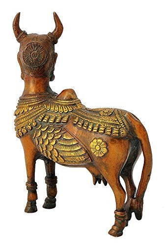 Kartique Brass Kamdhenu Idol with Ornate Detailing - 7.5 Inches Height - Decorative Cow Statue for Home and Temple Decor - Image 3