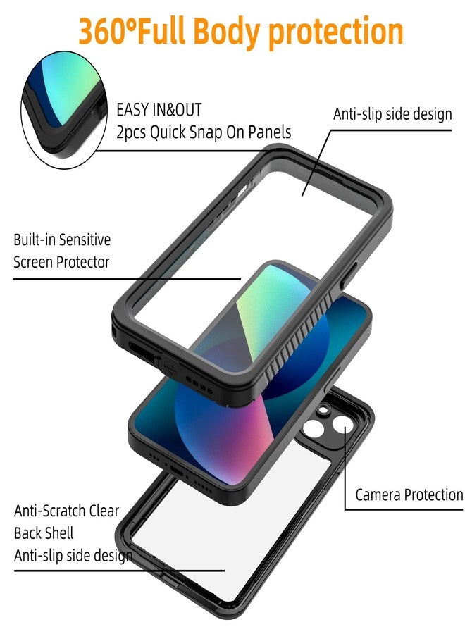 يمكول جراب YMCCOOL لهاتف iPhone 13، جراب مقاوم للماء لهاتف iPhone 13 مع واقي شاشة مدمج، غطاء حماية كامل للجسم متين شديد التحمل مقاوم للصدمات والماء لهاتف iPhone 13 مقاس 6.1 بوصة باللون الأسود - Image 4