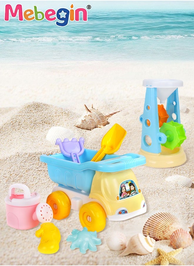 MEBEGIN 11 PCS Beach Toy Set with Sea Animals Molds, Hourglass and Beach Cart,  Complete Beach Sand Toys with Bright and Attractive Appearance, Fun Beach Sand Toys, Summer Outdoor Beach Game, Perfect Summer Outdoor Gift  - Image 3