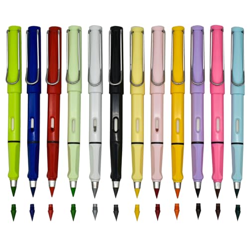 Lopenle 12pcs Eternal Colored Pencils Infinity Coloring Pencils Forever Inkless Pen With 12PCS Replaceable Nibs Magic Pencil For Office Professional Use - Image 1