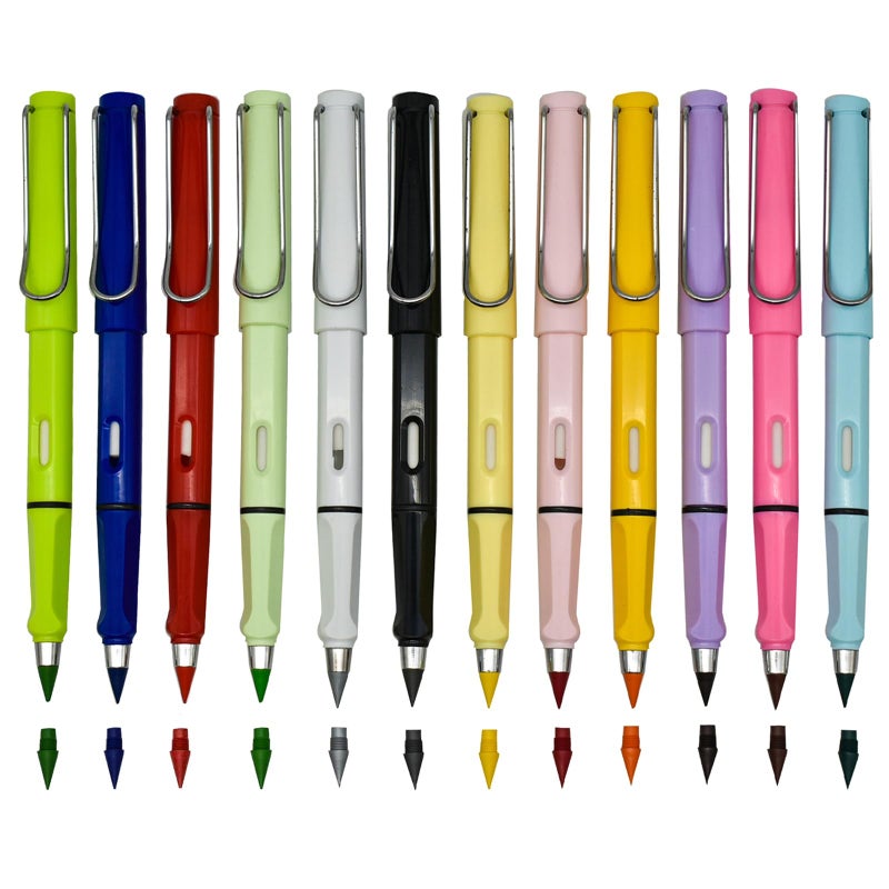 Lopenle 12pcs Eternal Colored Pencils Infinity Coloring Pencils Forever Inkless Pen With 12PCS Replaceable Nibs Magic Pencil For Office Professional Use - Image 3