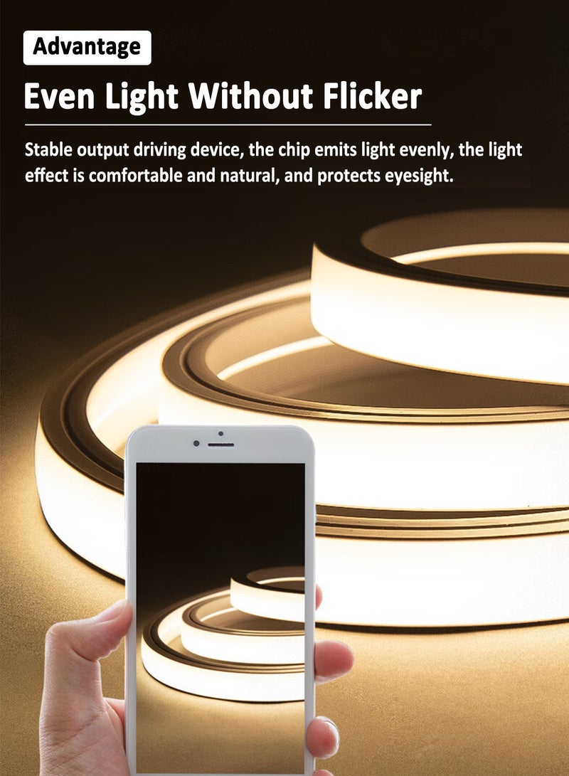 Sharpdo Flexible Silicone LED Strip Lights Waterproof Flame Retardant Neon Rope Lights For Home Decor Outdoor Decor Warm White 100CM - Image 2